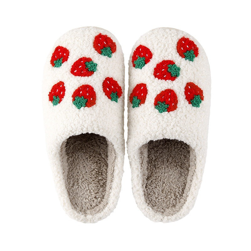 Wholesale Strawberry Warm Winter Soft Bottom Thickened Non-slip Cotton Slippers